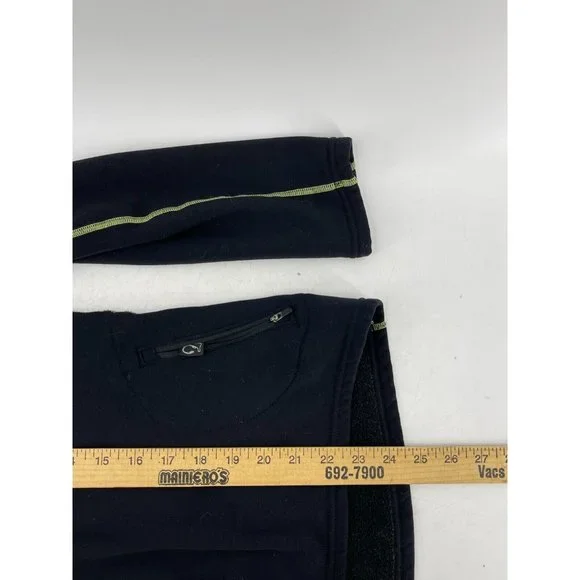 REI Women's Black Neon Green Stitching 1/4 Zip Stretch Fleece Sweatshirt Size L - Picture 14 of 15